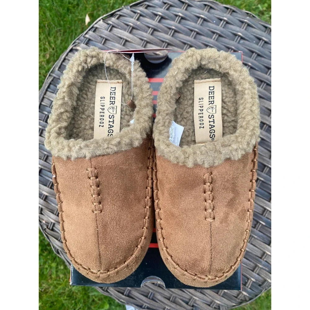 NWT/NIB Deer Stags Toddler Lil Nordic Indoor-Outdoor Slipper in Chestnut (13)